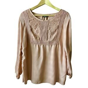 Gia Curves Dusty Rose Viscose Blouse Tunic Smocked Silky Sz L‎